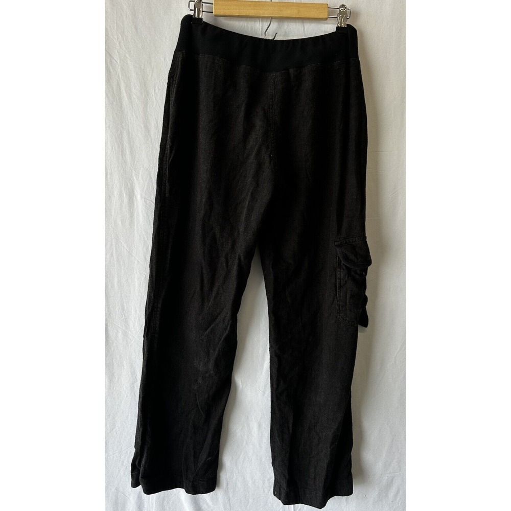 Soft Surroundings Weekend Black Linen Blend Cargo Pants Wide Leg Size Small - Picture 5 of 5